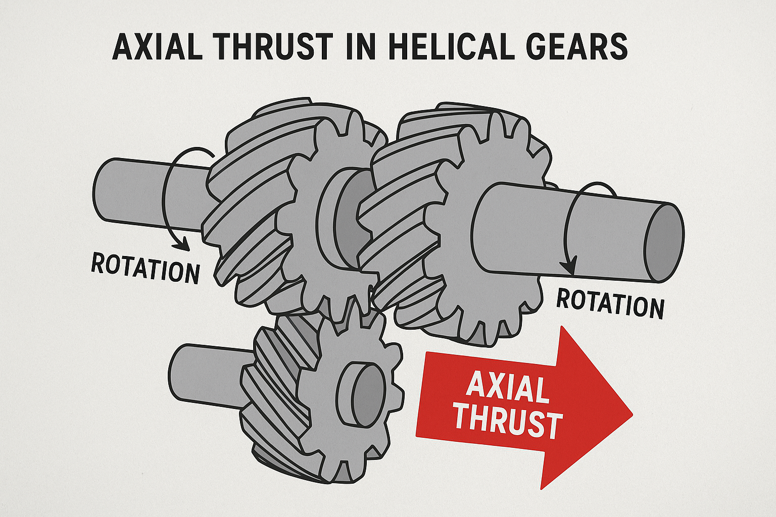 O que causa o empuxo axial em engrenagens helicoidais 1 O que causa o empuxo axial em engrenagens helicoidais